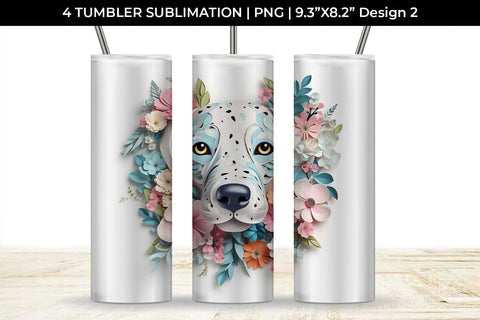3d Floral Fantasy Dalmatian Tumbler Wrap Sublimation PNG Bundle Free For Commercial Use Sublimation Sintegra 