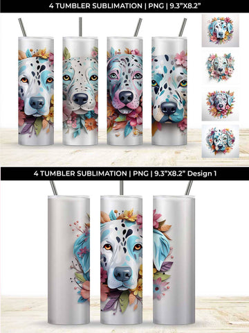 3d Floral Fantasy Dalmatian Tumbler Wrap Sublimation PNG Bundle Free For Commercial Use Sublimation Sintegra 