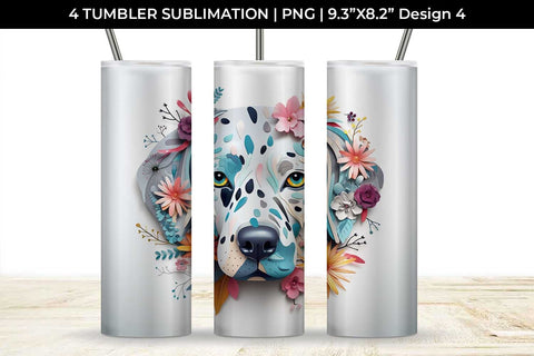 3d Floral Fantasy Dalmatian Tumbler Wrap Sublimation PNG Bundle Free For Commercial Use Sublimation Sintegra 