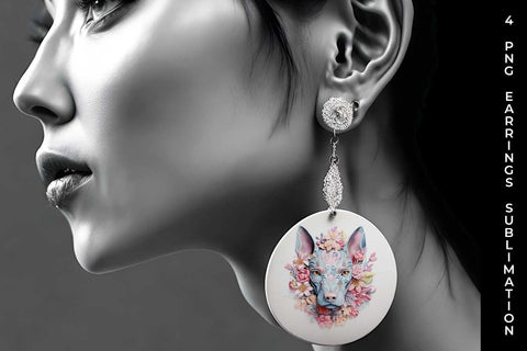 3D Floral Fantasy Doberman Earrings Sublimation PNG Bundle Free For Commercial Use Sublimation Sintegra 