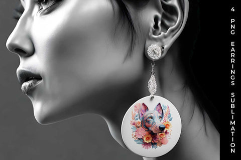3D Floral Fantasy Doberman Earrings Sublimation PNG Bundle Free For Commercial Use Sublimation Sintegra 