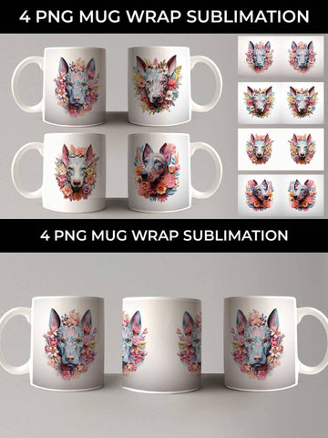 3D Floral Fantasy Doberman Mug Sublimation PNG Bundle Free For Commercial Use Sublimation Sintegra 