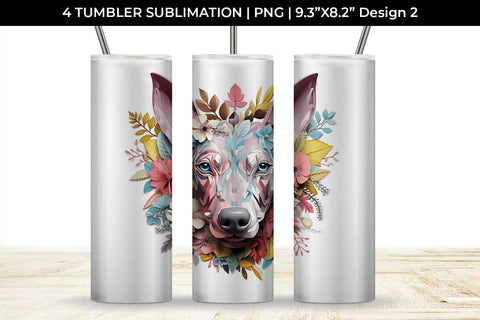 3d Floral Fantasy Doberman Tumbler Wrap Sublimation PNG Bundle Free For Commercial Use Sublimation Sintegra 
