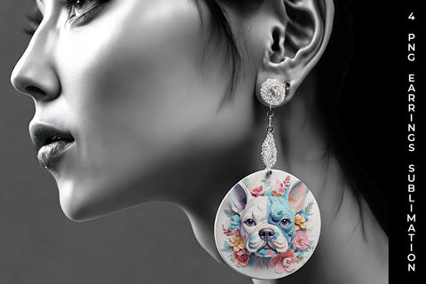 3D Floral Fantasy French Bulldog Earrings Sublimation PNG Bundle Free For Commercial Use Sublimation Sintegra 