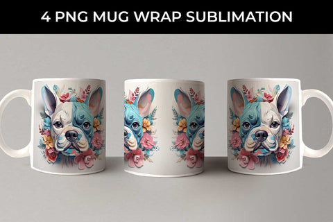 3D Floral Fantasy French Bulldog Mug Sublimation PNG Bundle Free For Commercial Use Sublimation Sintegra 