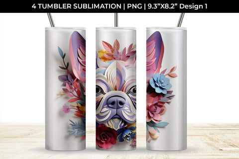 3d Floral Fantasy French Bulldog Tumbler Wrap Sublimation PNG Bundle Free For Commercial Use Sublimation Sintegra 