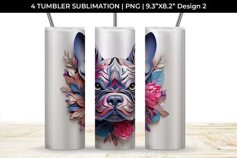 3d Floral Fantasy French Bulldog Tumbler Wrap Sublimation PNG Bundle Free For Commercial Use Sublimation Sintegra 