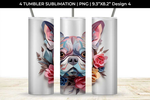 3d Floral Fantasy French Bulldog Tumbler Wrap Sublimation PNG Bundle Free For Commercial Use Sublimation Sintegra 