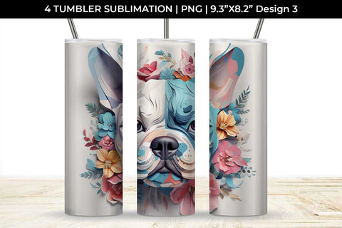 3d Floral Fantasy French Bulldog Tumbler Wrap Sublimation PNG Bundle Free For Commercial Use Sublimation Sintegra 