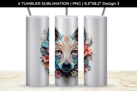 3d Floral Fantasy German Shepherd Tumbler Wrap Sublimation PNG Bundle Free For Commercial Use Sublimation Sintegra 