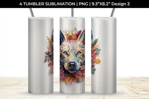 3d Floral Fantasy German Shepherd Tumbler Wrap Sublimation PNG Bundle Free For Commercial Use Sublimation Sintegra 