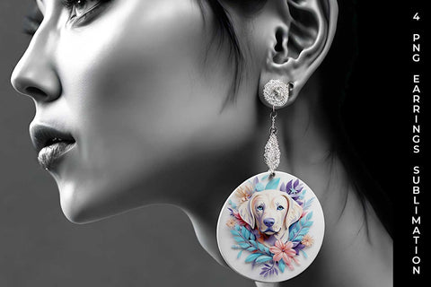 3D Floral Fantasy Golden Retriever Earrings Sublimation PNG Bundle Free For Commercial Use Sublimation Sintegra 