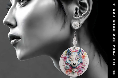 3D Floral Fantasy Husky Earrings Sublimation PNG Bundle Free For Commercial Use Sublimation Sintegra 