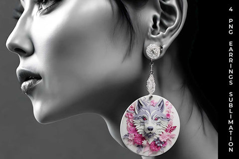 3D Floral Fantasy Husky Earrings Sublimation PNG Bundle Free For Commercial Use Sublimation Sintegra 