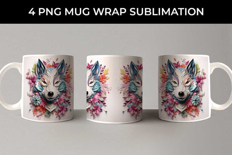 3D Floral Fantasy Husky Mug Sublimation PNG Bundle Free For Commercial Use Sublimation Sintegra 