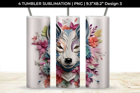 3d Floral Fantasy Husky Tumbler Wrap Sublimation PNG Bundle Free For Commercial Use Sublimation Sintegra 