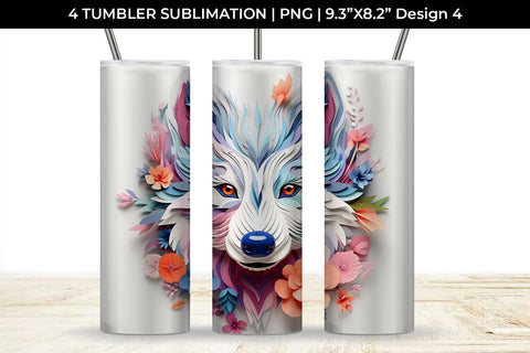 3d Floral Fantasy Husky Tumbler Wrap Sublimation PNG Bundle Free For Commercial Use Sublimation Sintegra 