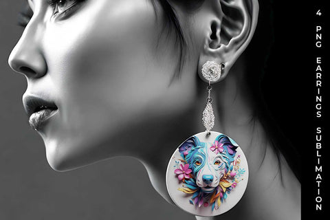 3D Floral Fantasy Jack Russell Earrings Sublimation PNG Bundle Free For Commercial Use Sublimation Sintegra 