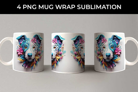 3D Floral Fantasy Jack Russell Mug Sublimation PNG Bundle Free For Commercial Use Sublimation Sintegra 