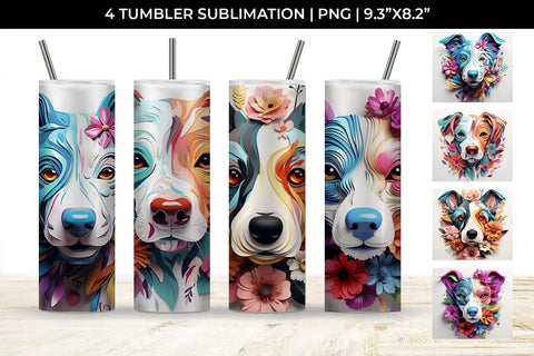 3d Floral Fantasy Jack Russell Tumbler Wrap Sublimation PNG Bundle Free For Commercial Use Sublimation Sintegra 