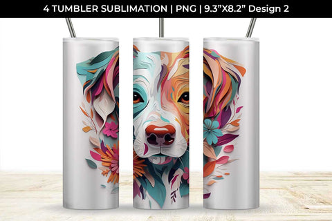 3d Floral Fantasy Jack Russell Tumbler Wrap Sublimation PNG Bundle Free For Commercial Use Sublimation Sintegra 