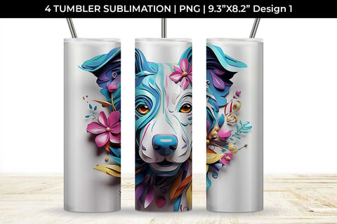 3d Floral Fantasy Jack Russell Tumbler Wrap Sublimation PNG Bundle Free For Commercial Use Sublimation Sintegra 