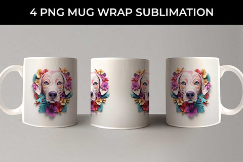 3D Floral Fantasy Labrador Retriever Mug Sublimation PNG Bundle Free For Commercial Use Sublimation Sintegra 