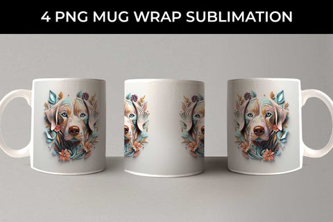 3D Floral Fantasy Labrador Retriever Mug Sublimation PNG Bundle Free For Commercial Use Sublimation Sintegra 