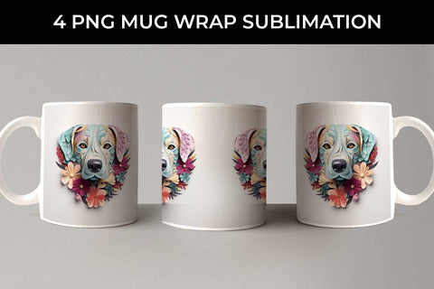 3D Floral Fantasy Labrador Retriever Mug Sublimation PNG Bundle Free For Commercial Use Sublimation Sintegra 