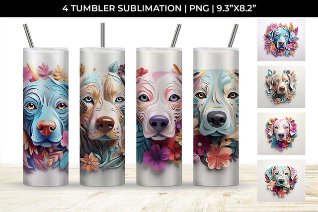 3d Floral Fantasy Labrador Retriever Tumbler Wrap Sublimation PNG Bundle Free For Commercial Use Sublimation Sintegra 