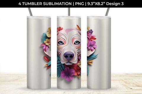 3d Floral Fantasy Labrador Retriever Tumbler Wrap Sublimation PNG Bundle Free For Commercial Use Sublimation Sintegra 