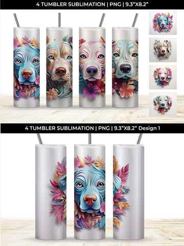 3d Floral Fantasy Labrador Retriever Tumbler Wrap Sublimation PNG Bundle Free For Commercial Use Sublimation Sintegra 