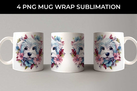 3D Floral Fantasy Maltese Mug Sublimation PNG Bundle Free For Commercial Use Sublimation Sintegra 