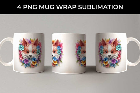 3D Floral Fantasy Pomeranian Mug Sublimation PNG Bundle Free For Commercial Use Sublimation Sintegra 
