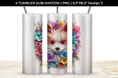 3d Floral Fantasy Pomeranian Tumbler Wrap Sublimation PNG Bundle Free For Commercial Use Sublimation Sintegra 