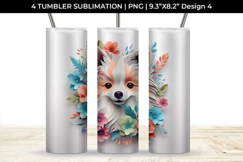 3d Floral Fantasy Pomeranian Tumbler Wrap Sublimation PNG Bundle Free For Commercial Use Sublimation Sintegra 