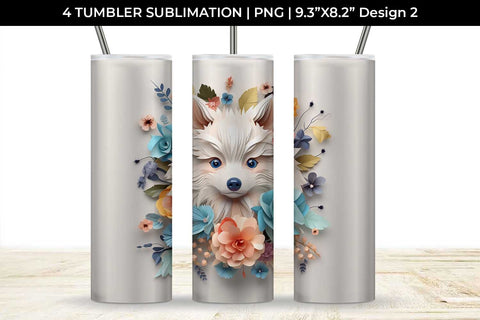 3d Floral Fantasy Pomeranian Tumbler Wrap Sublimation PNG Bundle Free For Commercial Use Sublimation Sintegra 