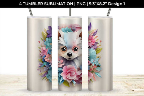 3d Floral Fantasy Pomeranian Tumbler Wrap Sublimation PNG Bundle Free For Commercial Use Sublimation Sintegra 
