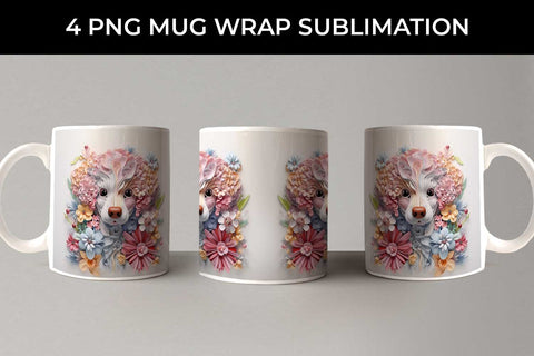 3D Floral Fantasy Poodle Mug Sublimation PNG Bundle Free For Commercial Use Sublimation Sintegra 