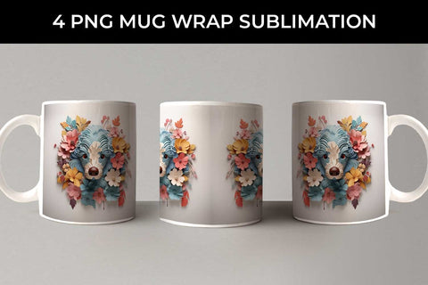 3D Floral Fantasy Poodle Mug Sublimation PNG Bundle Free For Commercial Use Sublimation Sintegra 