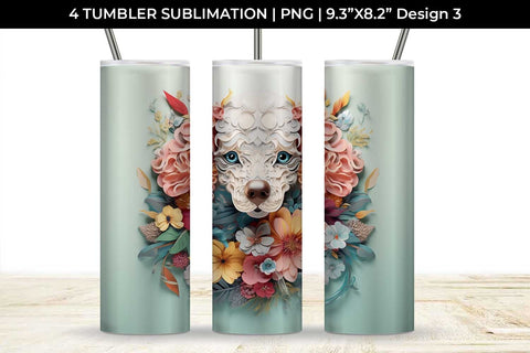 3d Floral Fantasy Poodle Tumbler Wrap Sublimation PNG Bundle Free For Commercial Use Sublimation Sintegra 