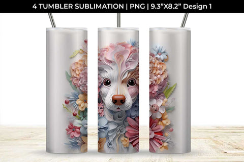 3d Floral Fantasy Poodle Tumbler Wrap Sublimation PNG Bundle Free For Commercial Use Sublimation Sintegra 