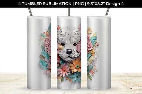 3d Floral Fantasy Poodle Tumbler Wrap Sublimation PNG Bundle Free For Commercial Use Sublimation Sintegra 