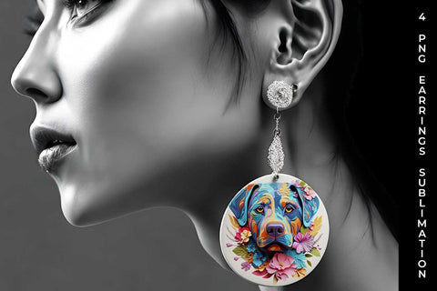 3D Floral Fantasy Rottweiler Earrings Sublimation PNG Bundle Free For Commercial Use Sublimation Sintegra 