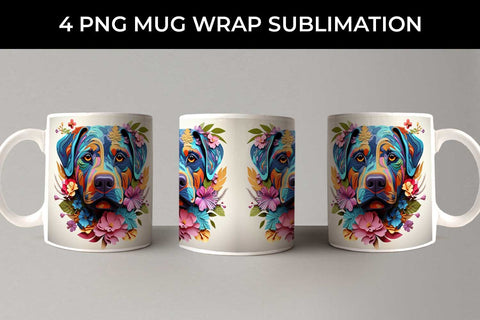 3D Floral Fantasy Rottweiler Mug Sublimation PNG Bundle Free For Commercial Use Sublimation Sintegra 