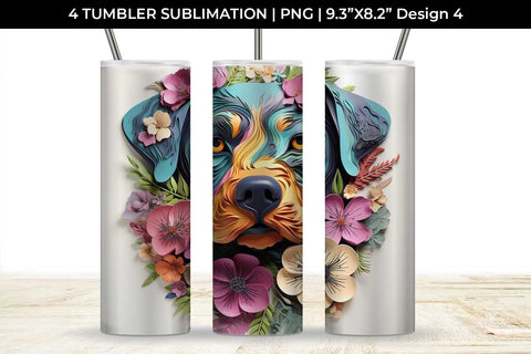 3d Floral Fantasy Rottweiler Tumbler Wrap Sublimation PNG Bundle Free For Commercial Use Sublimation Sintegra 
