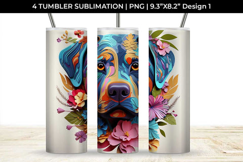 3d Floral Fantasy Rottweiler Tumbler Wrap Sublimation PNG Bundle Free For Commercial Use Sublimation Sintegra 