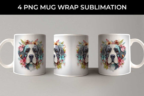 3D Floral Fantasy Saint Bernard Mug Sublimation PNG Bundle Free For Commercial Use Sublimation Sintegra 