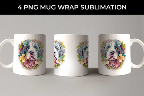 3D Floral Fantasy Saint Bernard Mug Sublimation PNG Bundle Free For Commercial Use Sublimation Sintegra 