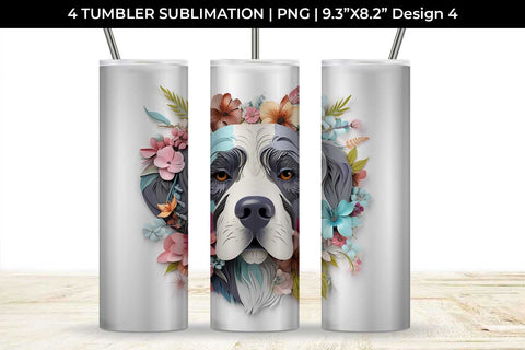 3d Floral Fantasy Saint Bernard Tumbler Wrap Sublimation PNG Bundle Free For Commercial Use Sublimation Sintegra 